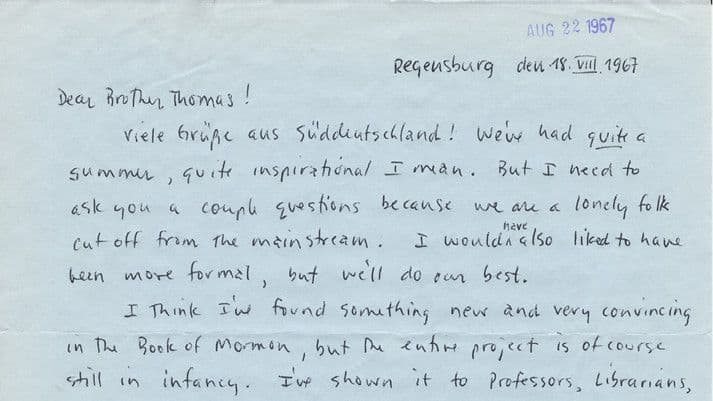 A 1967 Letter Lost and Found: The Discovery of Chiasmus in The Book of Mormon